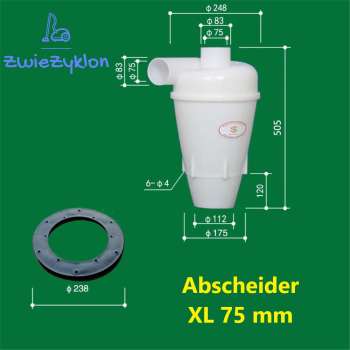 75 mm XL Zyklonabscheider EINZELN Weiß Staubabscheider